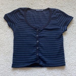 Brandy Melville-blue and black stripped crop top